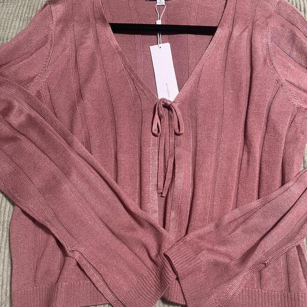 Pink Cardigan With Tie Front